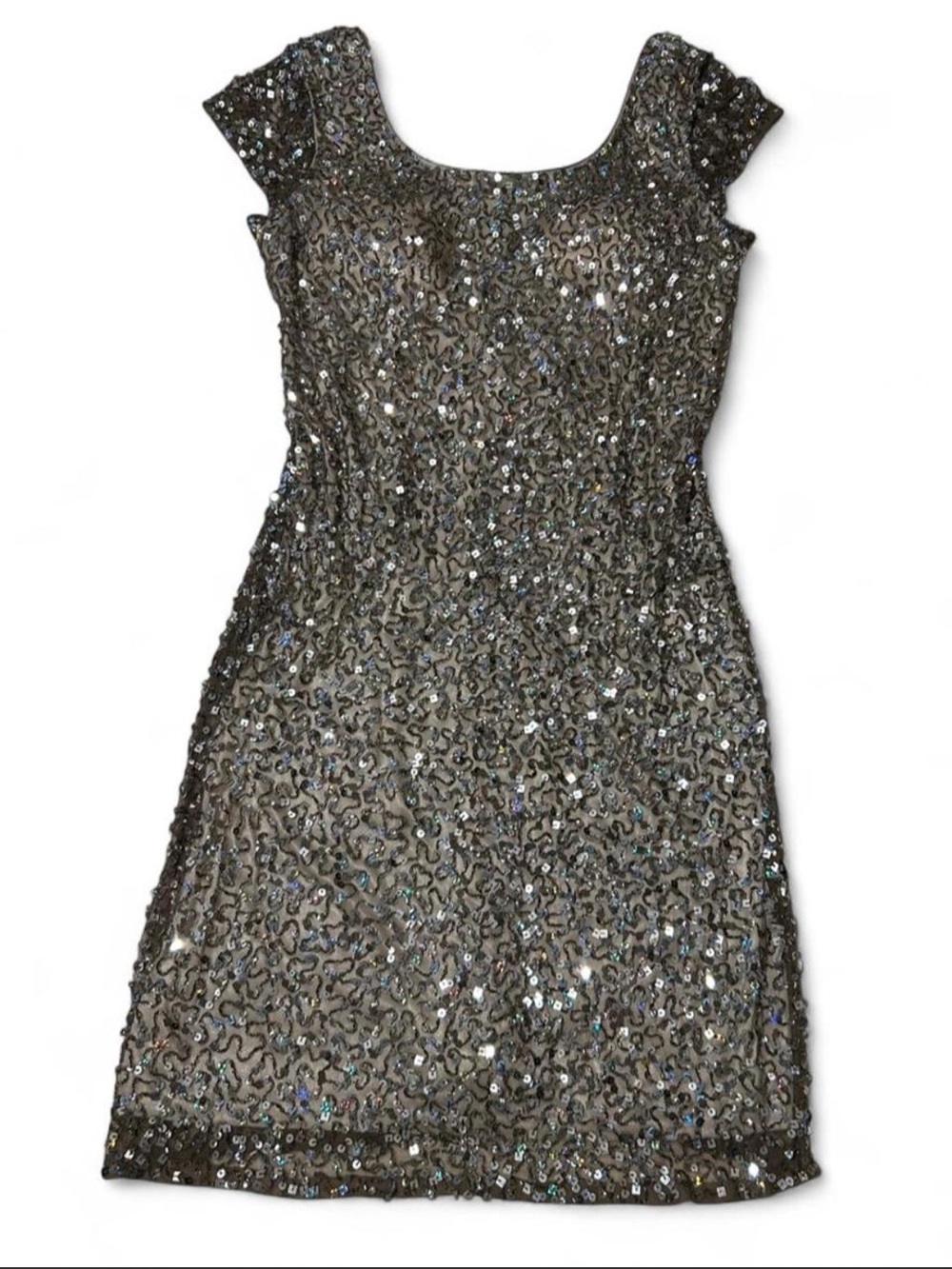 ✨ VINTAGE SILVER IRIDESCENT SEQUIN MINI DRESS ✨